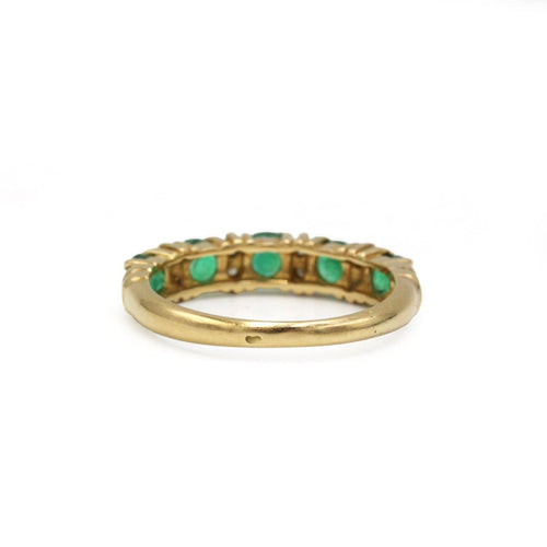 Bague 55 Demi-alliance - Bague en or jaune 750 sertie de diamants et émeraudes 58 Facettes 260100R