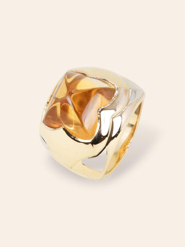 Bague 52 BVLGARI Bague pyramide or jaune citrine pain de sucre 58 Facettes 1266.7
