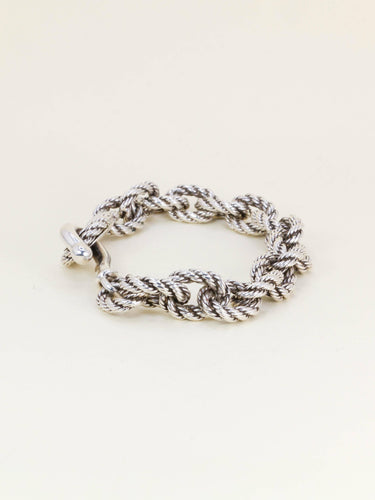 Bracelet HERMES (Attribué à) Bracelet quadrille corde tressé argent 58 Facettes 1266.12