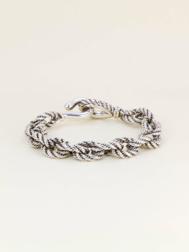 Bracelet HERMES (Attribué à) Bracelet quadrille corde tressé argent 58 Facettes 1266.12