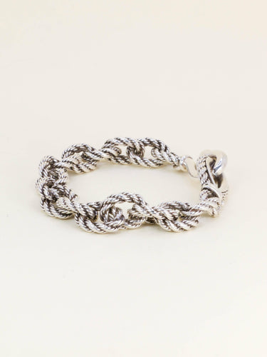 Bracelet HERMES (Attribué à) Bracelet quadrille corde tressé argent 58 Facettes 1266.12