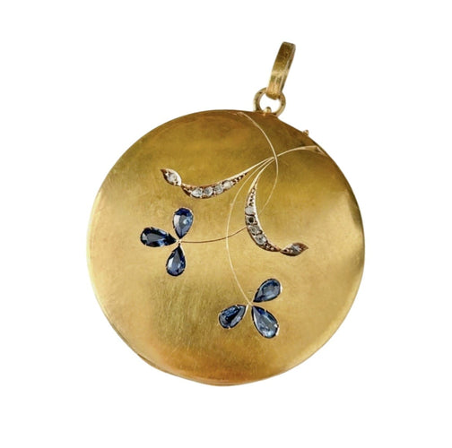 Pendentif Art nouveau - Pendentif porte-photo en or jaune 18K, saphirs et diamants 58 Facettes 244