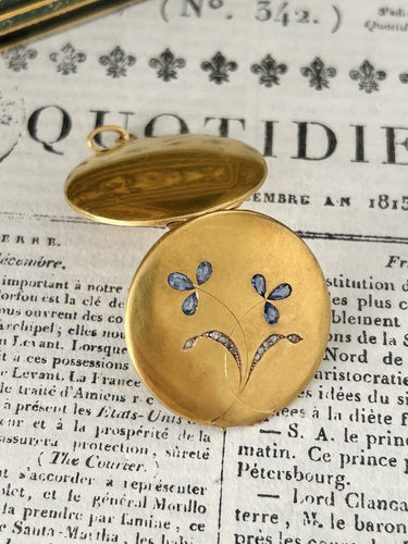 Pendentif Art nouveau - Pendentif porte-photo en or jaune 18K, saphirs et diamants 58 Facettes 244