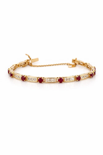 Bracelet Bracelet jonc en or jaune 18 carats avec diamants et rubis 58 Facettes Dr