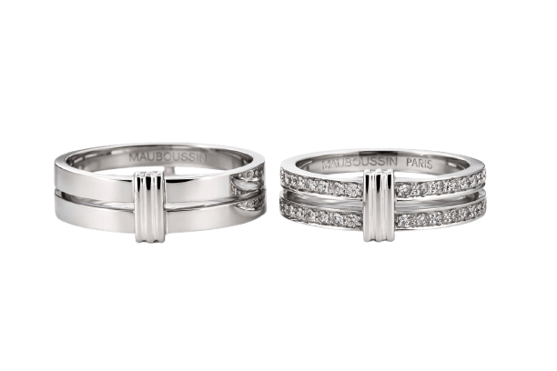 Bague 49 Mauboussin Subtile Éternité - Duo d’alliances en or blanc et diamants 58 Facettes Mau