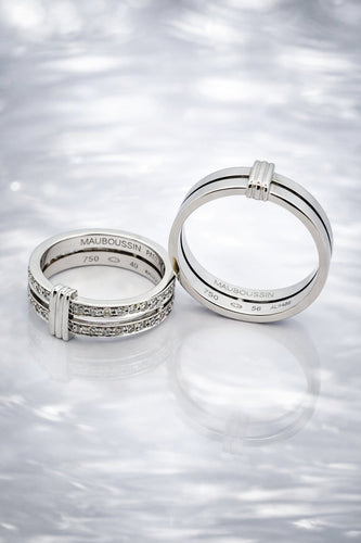 Bague 49 Mauboussin Subtile Éternité - Duo d’alliances en or blanc et diamants 58 Facettes Mau