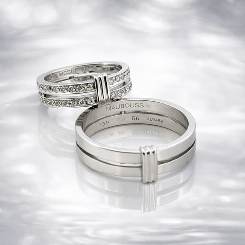 Bague 49 Mauboussin Subtile Éternité - Duo d’alliances en or blanc et diamants 58 Facettes Mau