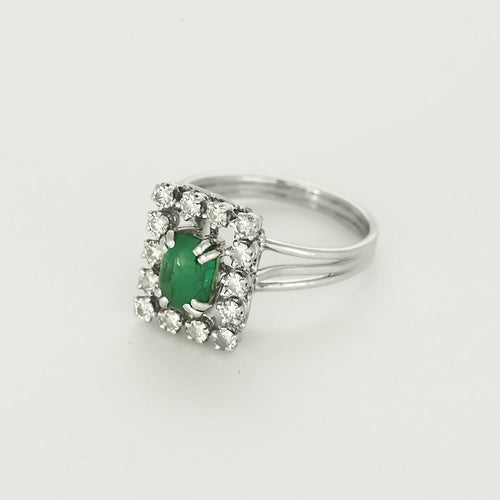 Bague 60 Bague en or blanc, platine, émeraude et diamants 58 Facettes 58FC45