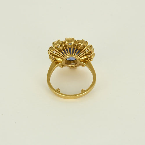 Bague 46.5 Bague marguerite saphir 5cts et diamants 4cts en or jaune 58 Facettes 248352