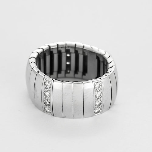 Bague 56 Chaumet - Fidélité - Bague semi - souple en or gris et diamants 58 Facettes B250657