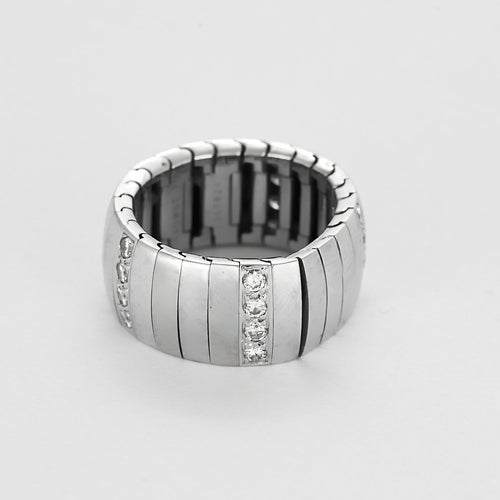 Bague 56 Chaumet - Fidélité - Bague semi - souple en or gris et diamants 58 Facettes B250657