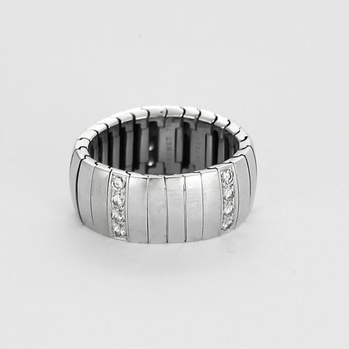 Bague 56 Chaumet - Fidélité - Bague semi - souple en or gris et diamants 58 Facettes B250657
