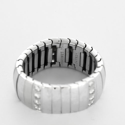 Bague 56 Chaumet - Fidélité - Bague semi - souple en or gris et diamants 58 Facettes B250657