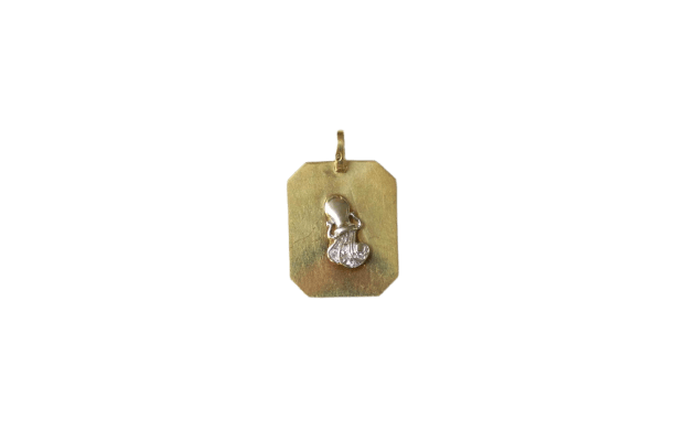 Pendentif Verseau - Pendentif médaille astrologique en or jaune et diamants 58 Facettes