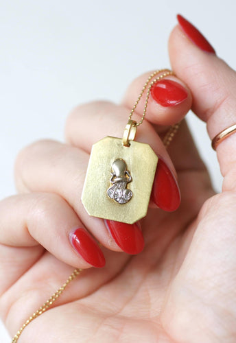 Pendentif Médaille astrologique Verseau - Pendentif en or jaune 18 ct et diamants 58 Facettes