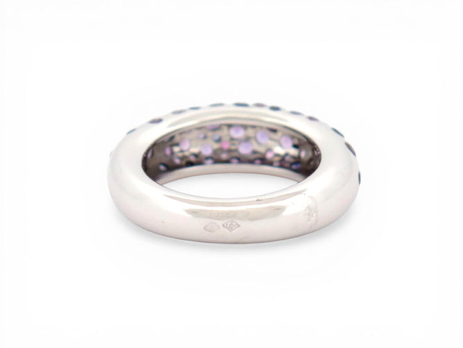 Bague 50 Chaumet Grains de Caviar - Bague en or blanc 18K et saphirs mauves 58 Facettes 273840