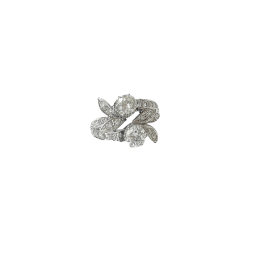 Bague 54 Toi & Moi - Bague diamants en or gris 58 Facettes