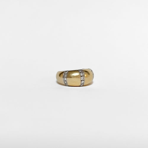 Bague 50 Bague n° 145 - Bague dôme en or jaune 18 carats et diamants 58 Facettes