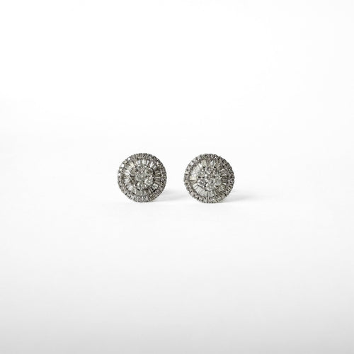 Boucles d'oreilles Boucles d'oreilles n° 140 - Puces en or blanc 18 carats et diamants 58 Facettes