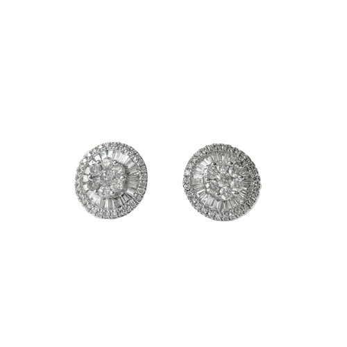 Boucles d'oreilles Art déco - Puces d’oreilles en or blanc et diamants 58 Facettes