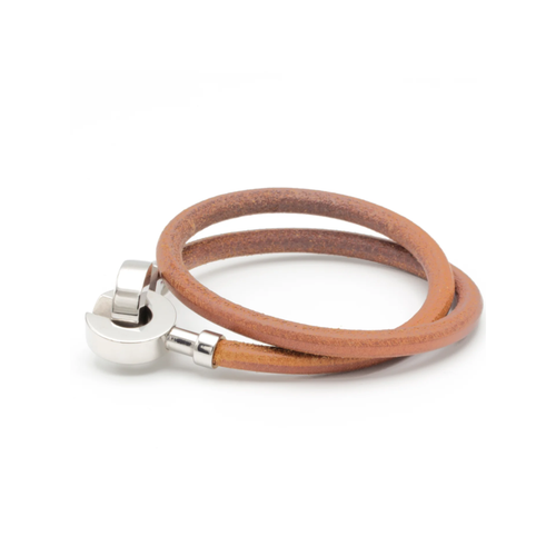 Bracelet Hermès Lancelot Double - Bracelet en cuir et métal argenté 58 Facettes BS213