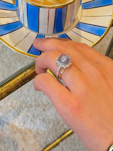 Bague 53 Bague marguerite en platine avec saphir Ceylan et diamants 58 Facettes 161