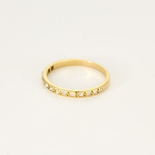 Bague 57 Alliance américaine demi-tour en or jaune 18 k et diamants taille rose 58 Facettes 004