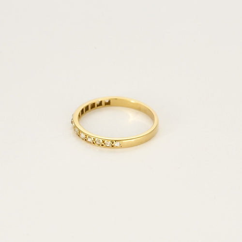 Bague 57 Alliance américaine demi-tour en or jaune 18 k et diamants taille rose 58 Facettes 004