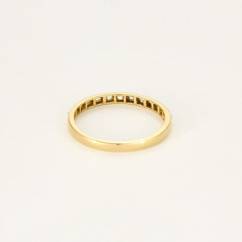 Bague 57 Alliance américaine demi-tour en or jaune 18 k et diamants taille rose 58 Facettes 004