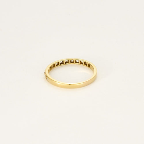 Bague 57 Alliance américaine demi-tour en or jaune 18 k et diamants taille rose 58 Facettes 004