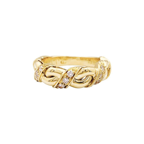 Bague 52 Bague Chaumet, "Tresse", or jaune et diamants. 58 Facettes 35478
