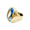 Bague 50 Bague chevalière en or jaune et topaze bleue 58 Facettes 35436