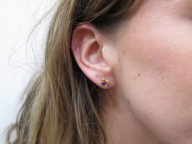 Boucles d'oreilles Mauboussin Chance of Love - Boucles d’oreilles en or rose 18k, améthyste et diamants 58 Facettes 274068