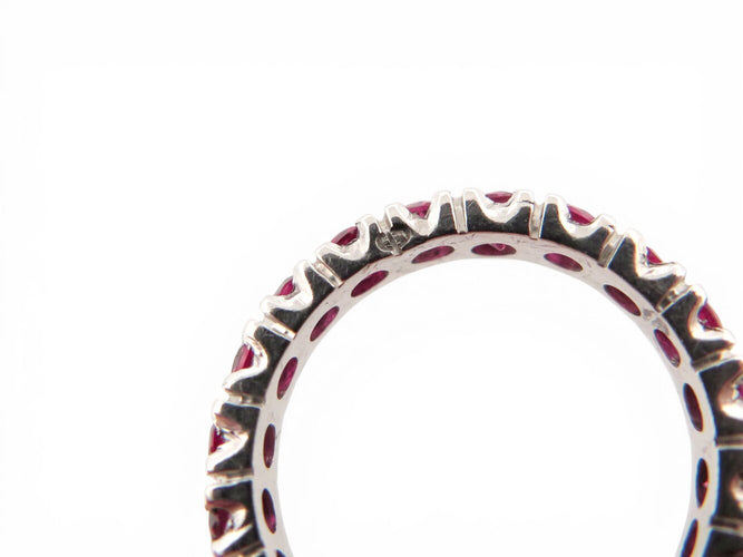 Bague 49 Alliance américaine - Bague pavée de 20 rubis en or blanc 18k 58 Facettes 273952