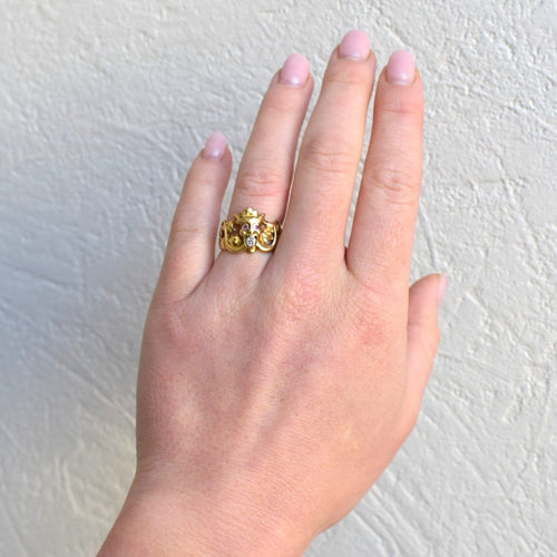 Bague 55 Bague Art nouveau gargouille en or 18 carats, rubis et diamant 58 Facettes RI-1057