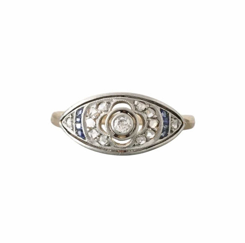 Bague 59 Bague Art déco en or jaune 18K et platine avec diamants 58 Facettes 247