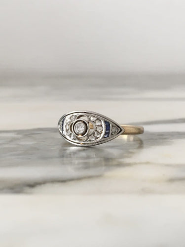 Bague 59 Bague Art déco en or jaune 18K et platine avec diamants 58 Facettes 247