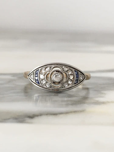 Bague 59 Bague Art déco en or jaune 18K et platine avec diamants 58 Facettes 247