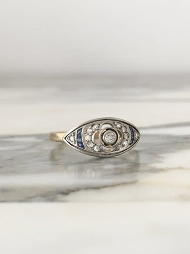 Bague 59 Bague Art déco en or jaune 18K et platine avec diamants 58 Facettes 247