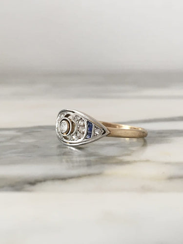 Bague 59 Bague Art déco en or jaune 18K et platine avec diamants 58 Facettes 247