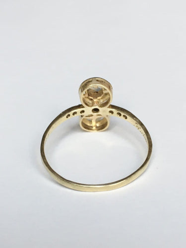 Bague 57 Bague toi et moi Art déco en or jaune 18K, platine, diamants et perle 58 Facettes 248