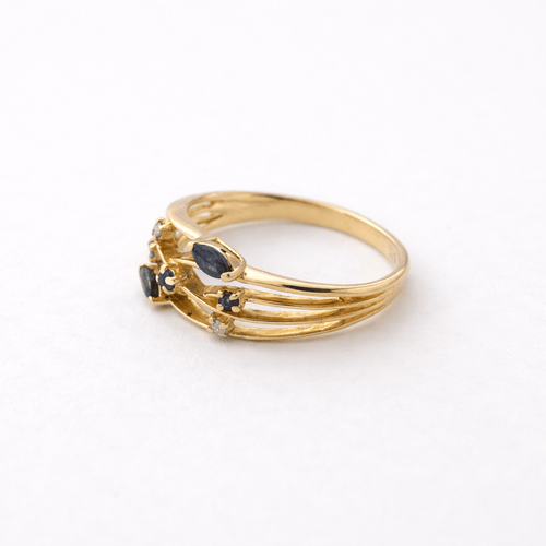 Bague 55 Bague en or jaune 18 carats sertie de diamants et saphirs 58 Facettes 36001