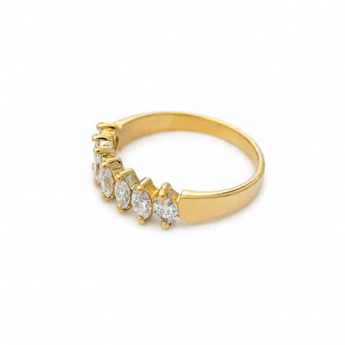 Bague 55.5 Bague en or jaune 18 carats et diamants taille marquise 58 Facettes 35958