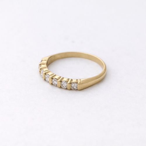Bague 55 Bague demi-alliance en or jaune 18 carats et diamants 58 Facettes 35960