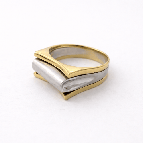 Bague 55 Bague graphique en or jaune et or blanc 58 Facettes 35993