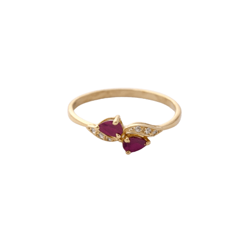Bague 57 Bague toi et moi en or jaune 18 carats, rubis et diamants 58 Facettes 35962