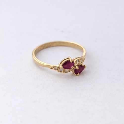 Bague 57 Bague toi et moi en or jaune 18 carats, rubis et diamants 58 Facettes 35962