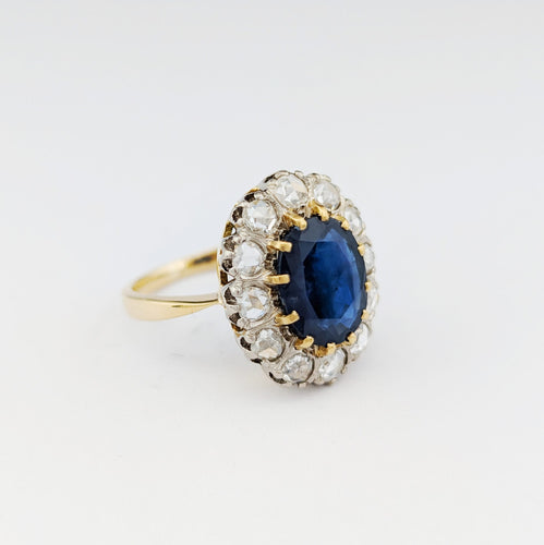 Bague 50 Bague marguerite en or jaune 18 carats au saphir et diamants 58 Facettes 32607