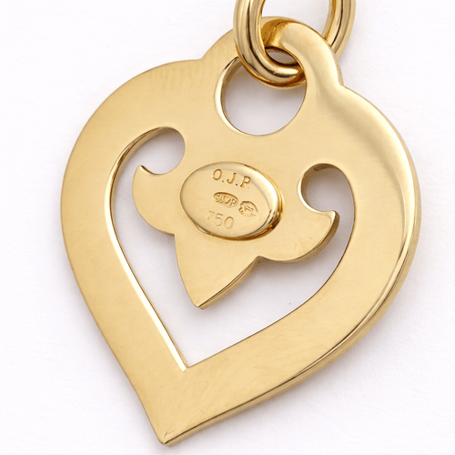 Pendentif O.J. Perrin - Pendentif cœur ajouré en or jaune 18 carats 58 Facettes 35422
