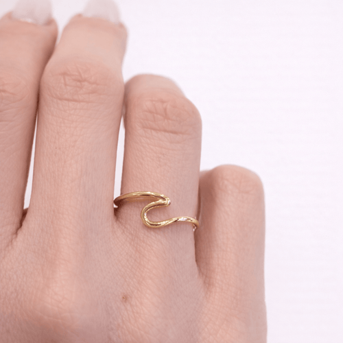 Bague 52 Bague motif vague en or jaune 18 carats 58 Facettes 35364